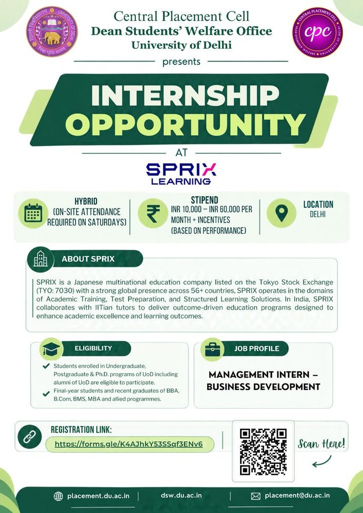 Du paid internship 2026: earn up to ₹60,000 monthly with japanese multinational sprix learning; registration open Du paid internship 2026: earn up to ₹60,000 monthly with japanese multinational sprix learning; registration open
