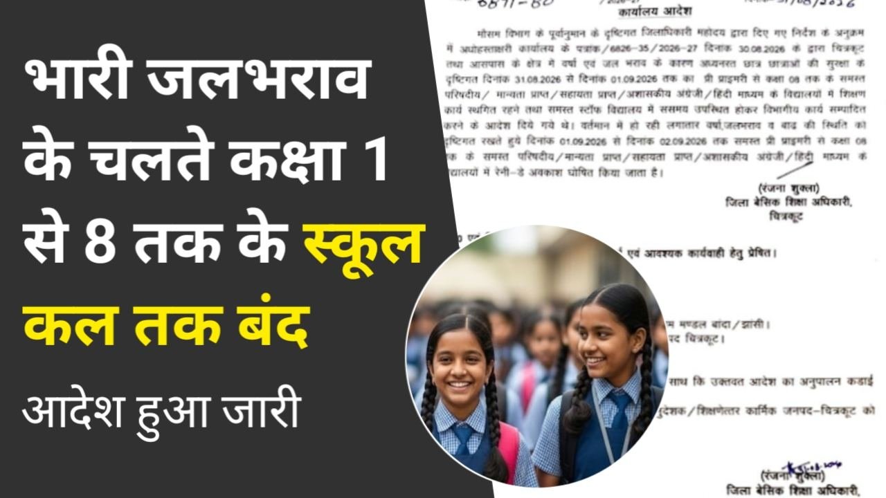 School Closed UP: भारी जलभराव के चलते कक्षा 1 से 8 तक के स्कूल कल तक बंद, BSA ने जारी किया आदेश