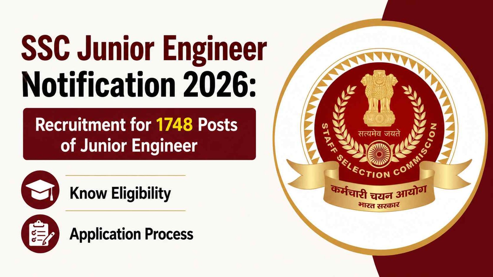 SSC JE Recruitment 2026 Notification Out: Apply Online for 1,748 Junior Engineer Posts
